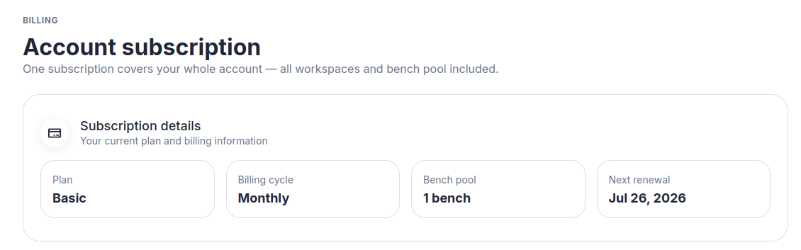 Billing โ active subscription overview